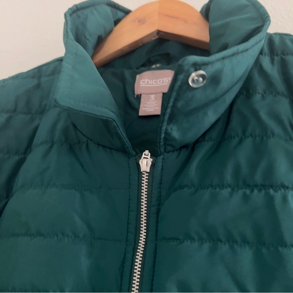 Chico’s Women’s Sz XL Sz 4 Green Lightweight Zip Up Quilted Vest - Picture 4 of 8